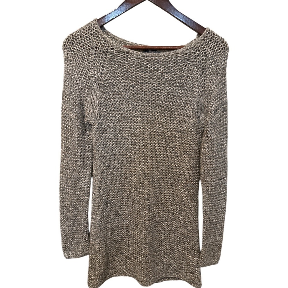 Theory Metallic Knit Sweater Long Sleeve Boat Neck M Preppy‎ Glam Lightweight